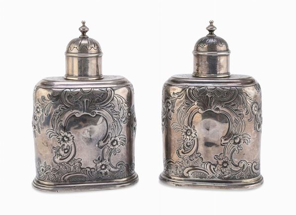 COPPIA DI FIASCHE IN ARGENTO, GERMANIA HANAU