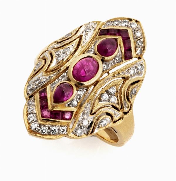ANELLO CON RUBINI E BRILLANTI