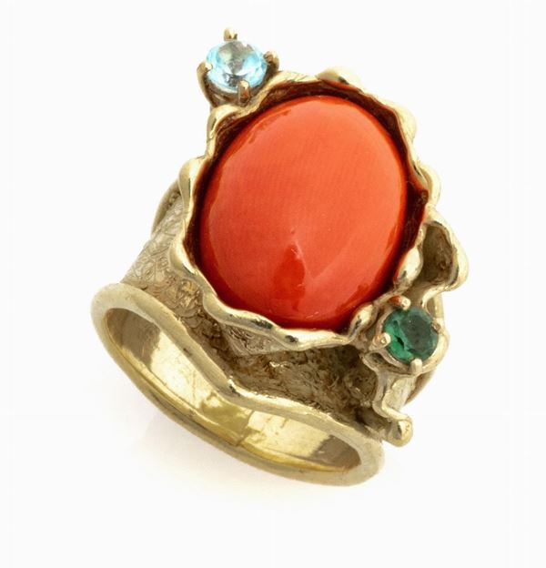 ANELLO CON CORALLO ROSA