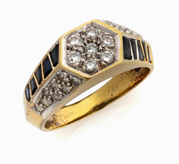 ANELLO CON BRILLANTI E ZAFFIRI
