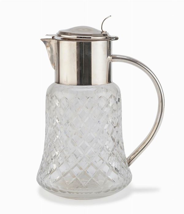 GRANDE CARAFFA IN CRISTALLO E SILVERPLATED
