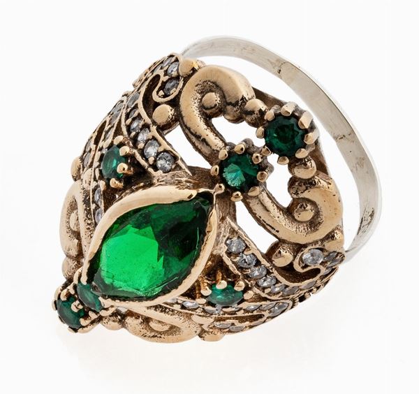 ANELLO CON ZIRCONI VERDI