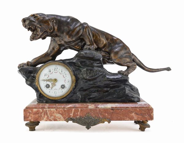 OROLOGIO IN BRONZO E MARMO, FRANCIA