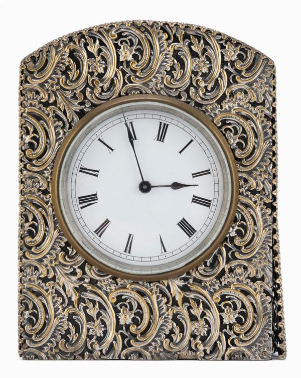 OROLOGIO IN LEGNO E ARGENTO XIX SECOLO
