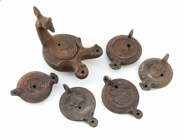 SEI LUCERNE IN TERRACOTTA, XIX SECOLO
