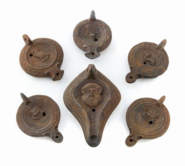 SEI LUCERNE IN TERRACOTTA, XIX SECOLO