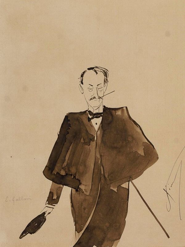 DISEGNO A CHINA DI ETTORE XIMENES, 1900 ca.