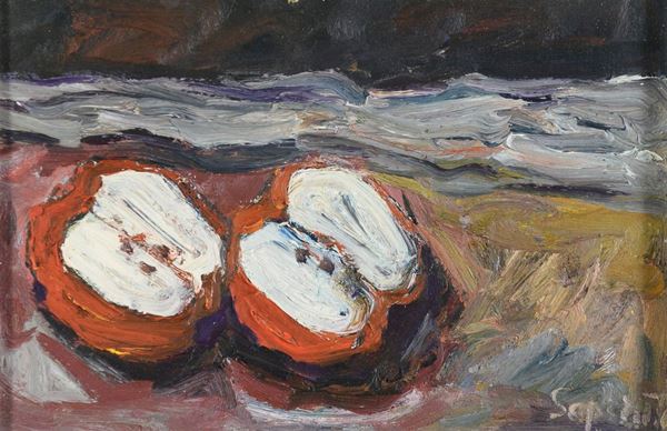 DIPINTO MELE IN PAESAGGIO