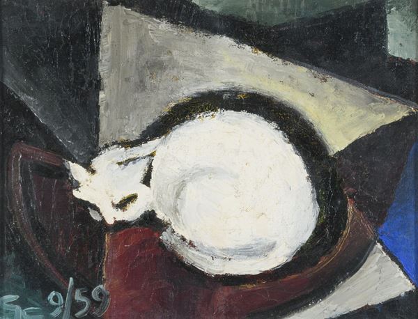 DIPINTO GATTO 1959