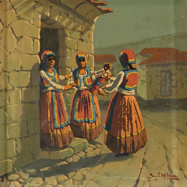 DIPINTO BAMBOLE SARDE DI SALVATORE IBBA