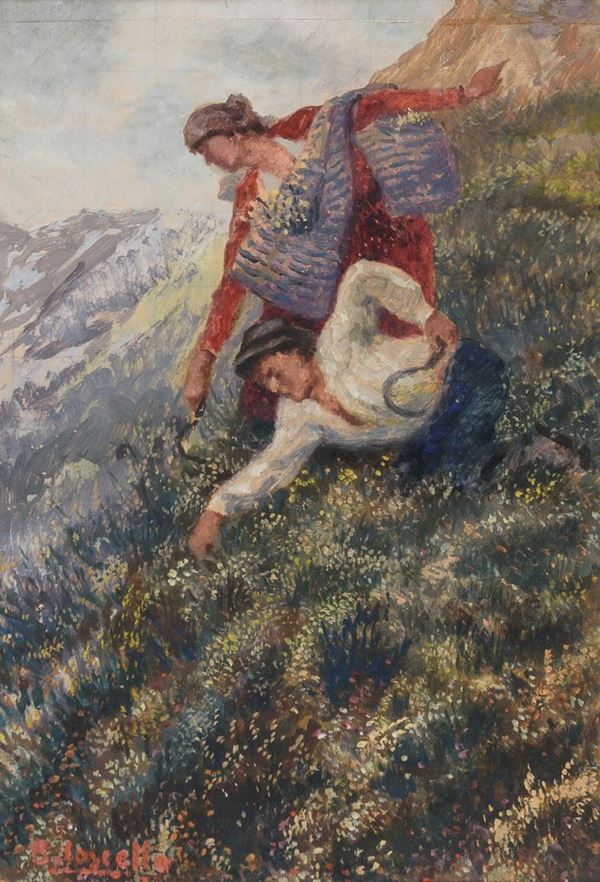 DIPINTO DUE CONTADINI F.TO BASILIO CASCELLA