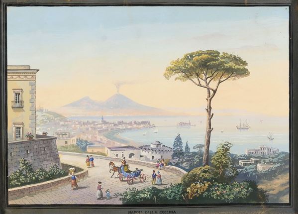 GOUACHE NAPOLI DALLA COLLINA