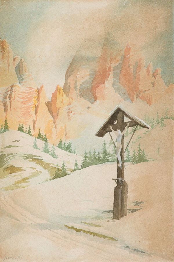 ACQUERELLO PAESAGGIO INNEVATO F.TO BARDZSKI
