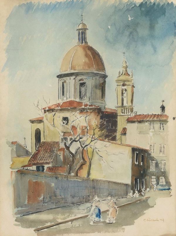 COPPIA DI ACQUERELLI DI CESARE RIESCH