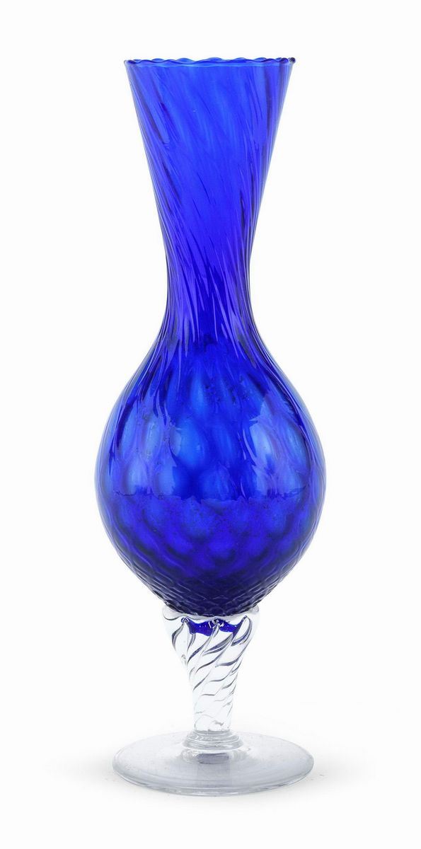 VASO IN VETRO BLU, MATELASS&#200; ANNI &#39;80