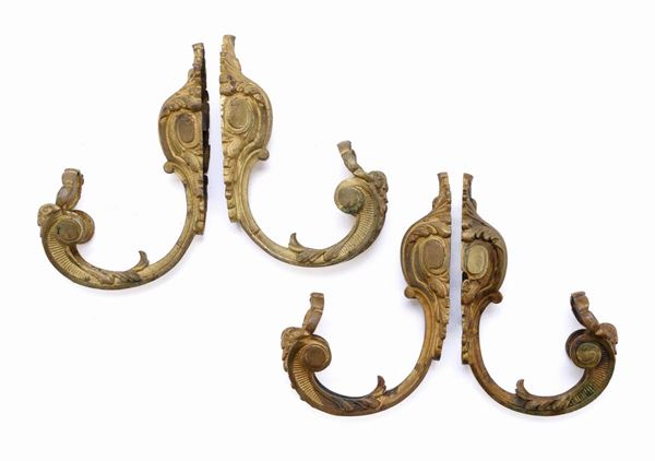 DUE COPPIE DI REGGI TENDA IN BRONZO, XVIII SECOLO