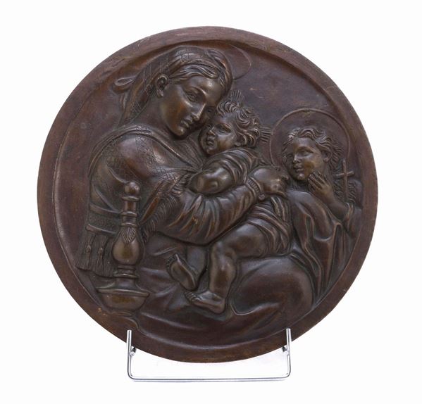 BASSORILIEVO IN BRONZO MADONNA DELLA SEGGIOLA