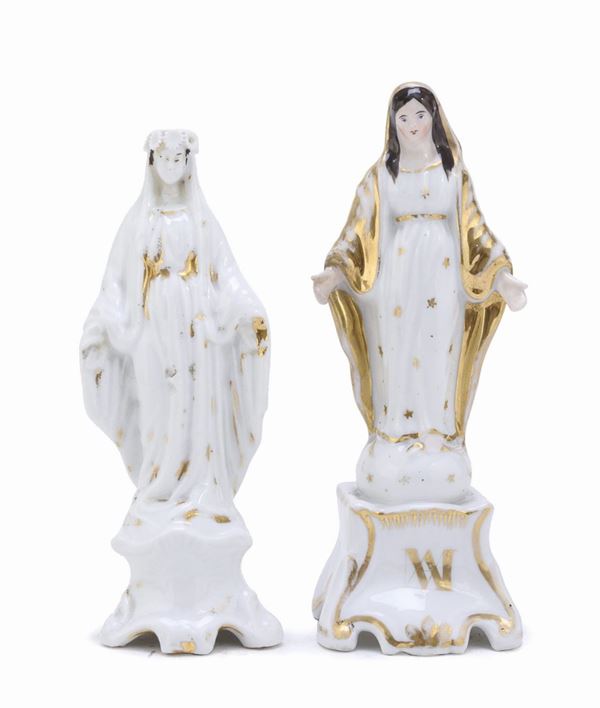 DUE FIGURE DELLA VERGINE IN PORCELLANA