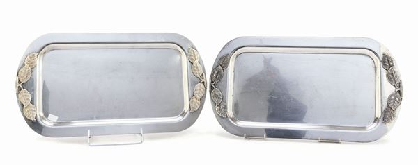 COPPIA DI VASSOI IN SILVERPLATED, CALLEGARO