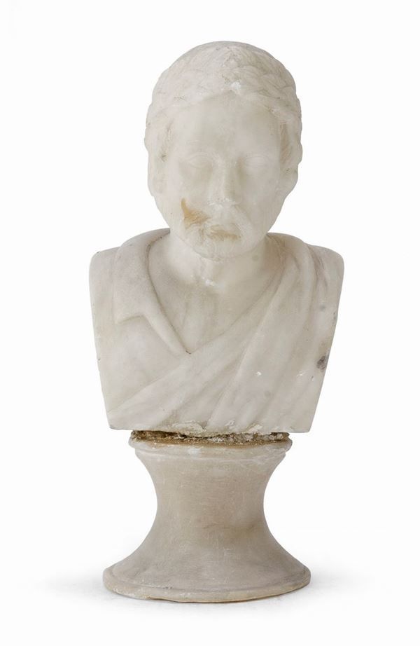 BUSTO IN ALABASTRO DI PERSONAGGIO ROMANO