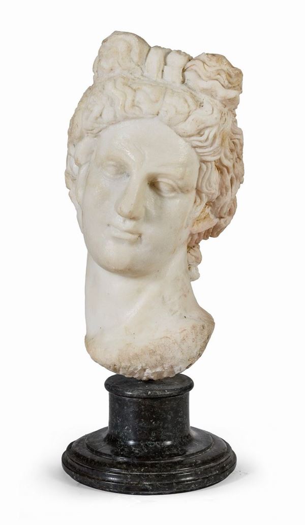 TESTA DI APOLLO IN MARMO BIANCO, STILE NEOCLASSICO