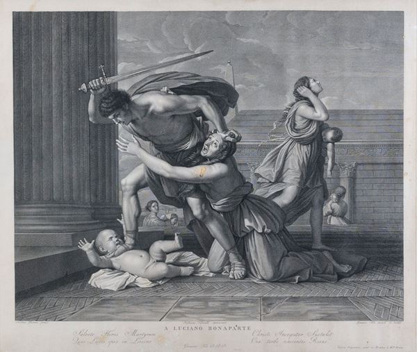 INCISIONE LA STRAGE DEGLI INNOCENTI , DA POUSSIN