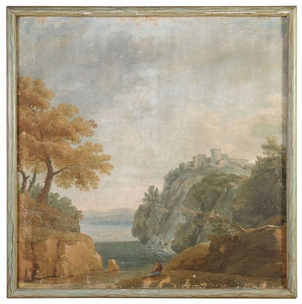 TEMPERA PAESAGGIO LACUSTRE