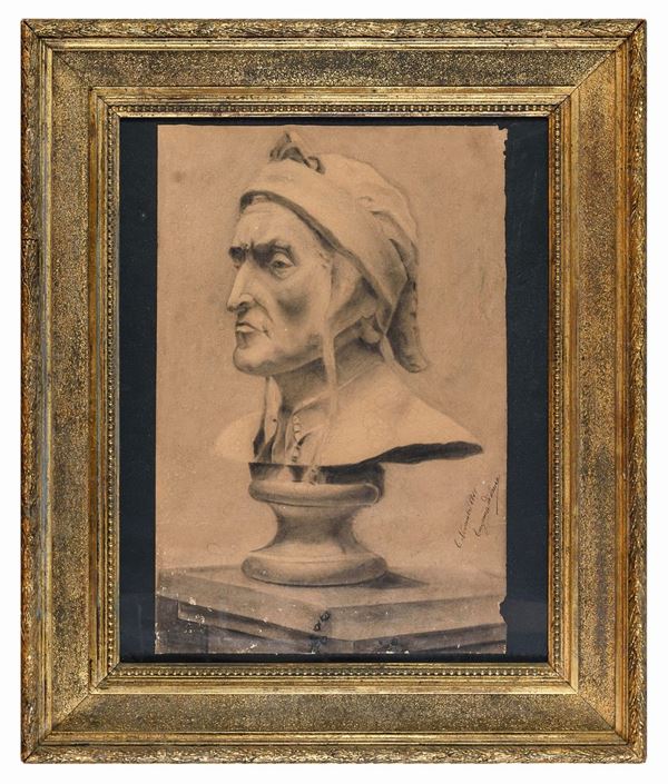 DISEGNO BUSTO DI DANTE F.TO EUGENIO DI LAURO