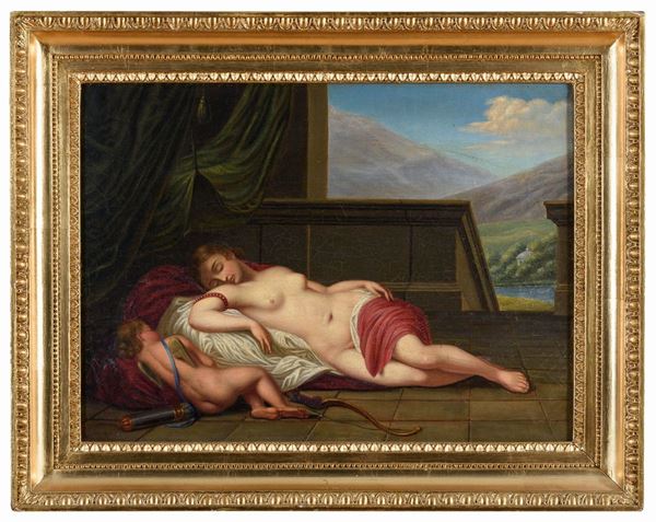 DIPINTO AFRODITE ED EROS DI PITTORE DANESE