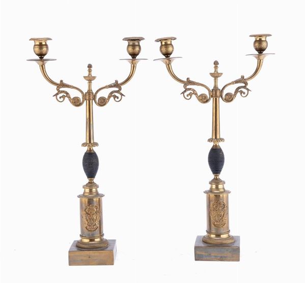COPPIA DI CANDELABRI DI LINEA IMPERO