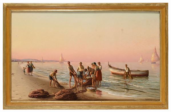 DIPINTO PESCA DELLA SCABRICA DI RAFFAELLO CELOMMI