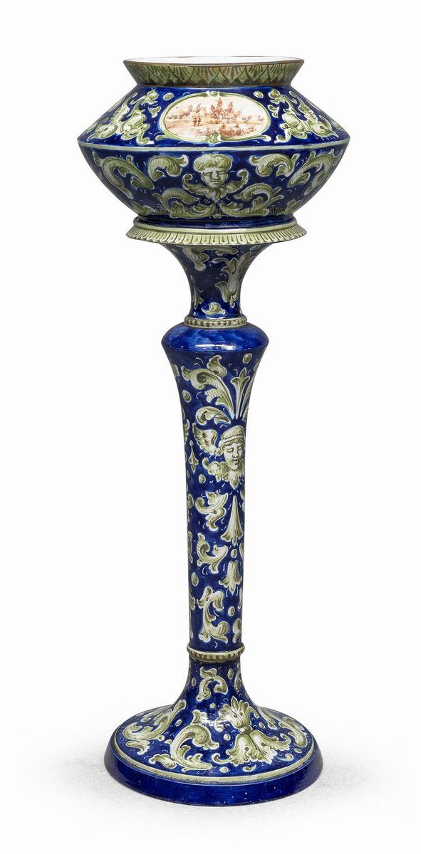 VASO CON COLONNA IN CERAMICA, DERUTA