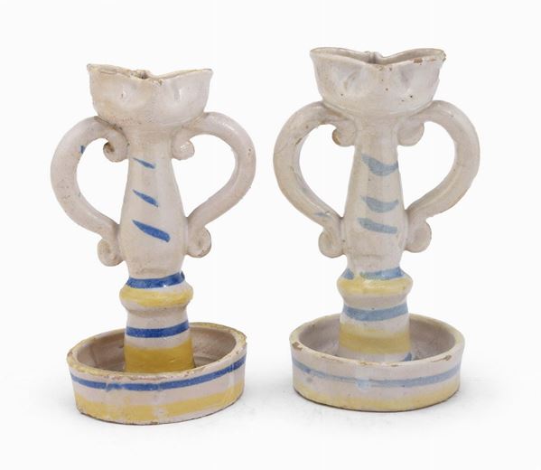 COPPIA DI PORTACERI IN CERAMICA, PUGLIE