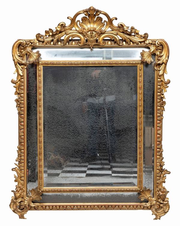 SPECCHIERA IN LEGNO DORATO, STILE GENOVESE