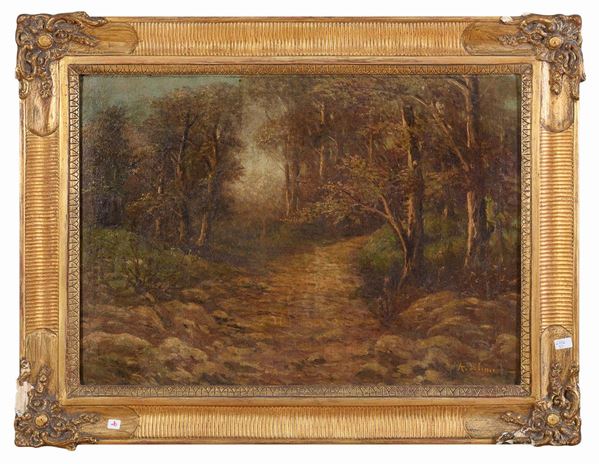 DIPINTO PAESAGGIO BOSCHIVO F.TO A. DE SIMONE
