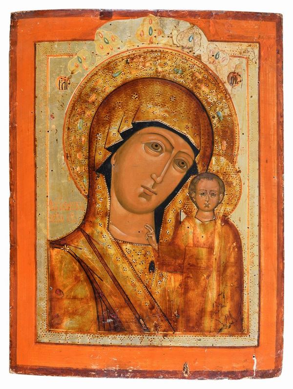 ICONA MADRE DI DIO DI KAZAN CON RIZA