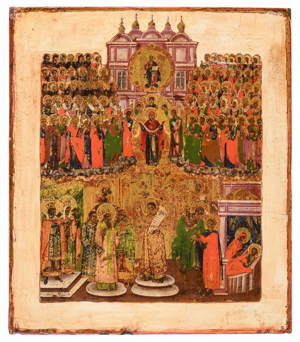 ICONA MADONNA DI POKROV DELLA SCUOLA DI JAROSLAVL