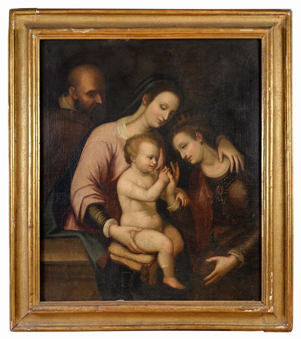 MATRIMONIO DI SANTA CATERINA DI PITTORE GENOVESE DEL CINQUECENTO