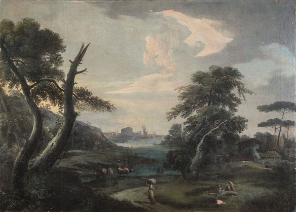 PAESAGGIO FLUVIALE ATTRIBUITO A PIETRO BRANCALEONI