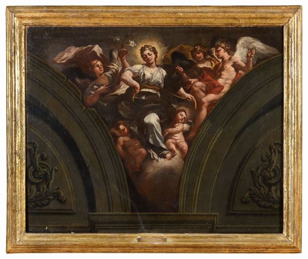 COPPIA DI PEDUCCI AD ALLEGORIE DI FRANCESCO SOLIMENA