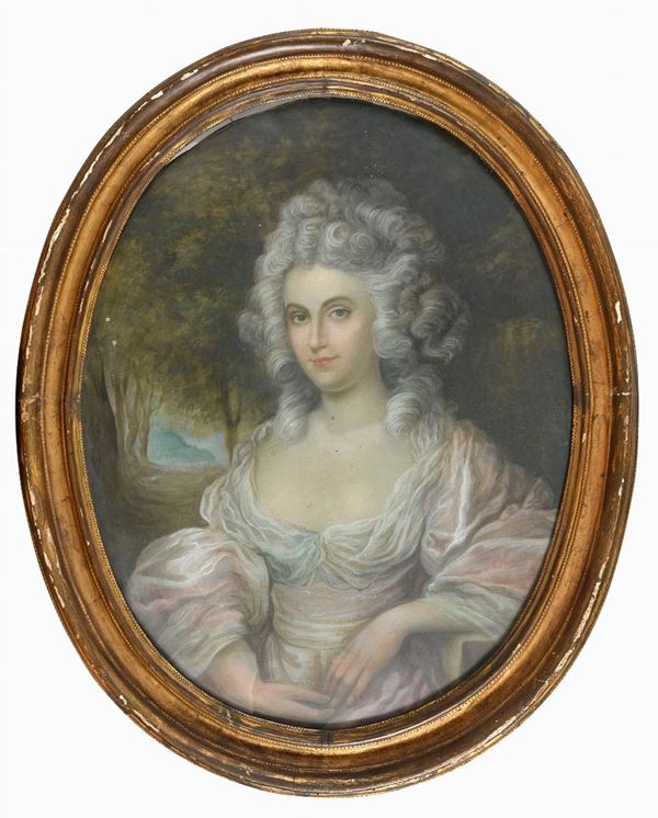 PASTELLO OVALE RITRATTO DI NOBILDONNA