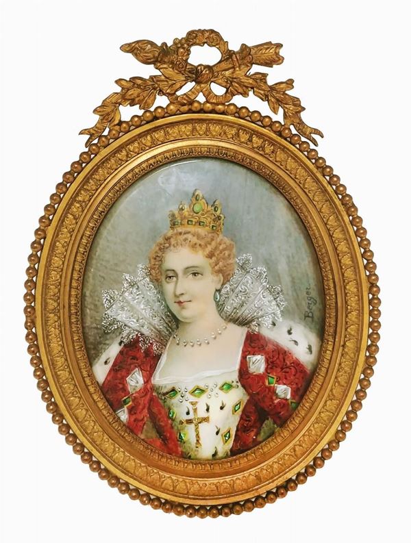MINIATURA MARIA DE&#39; MEDICI DI PITTORE FRANCESE