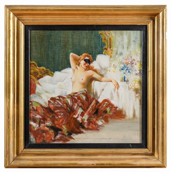 DIPINTO DONNA CON MASCHERINA DI FRANCESCO LONGO MANCINI