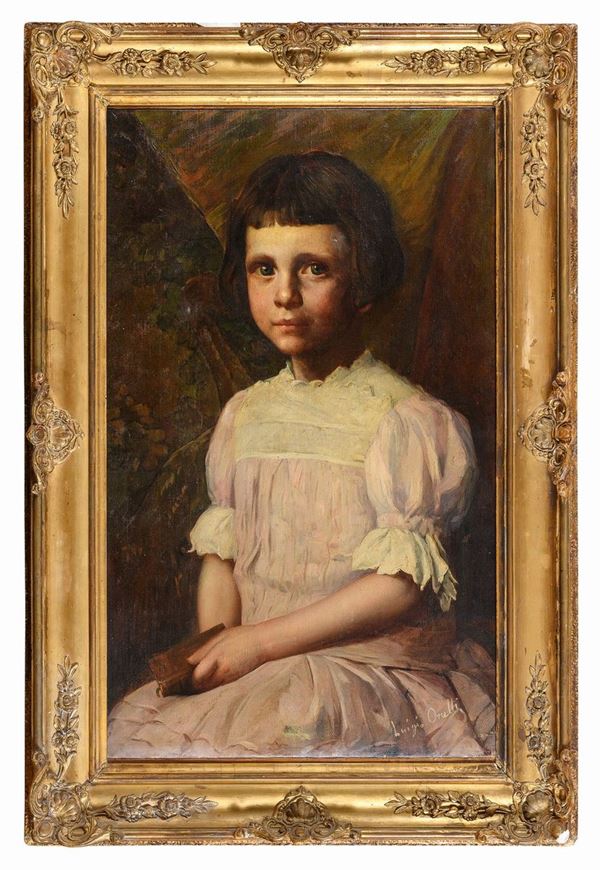 DIPINTO BAMBINA CON LIBRO DI LUIGI ONETTI