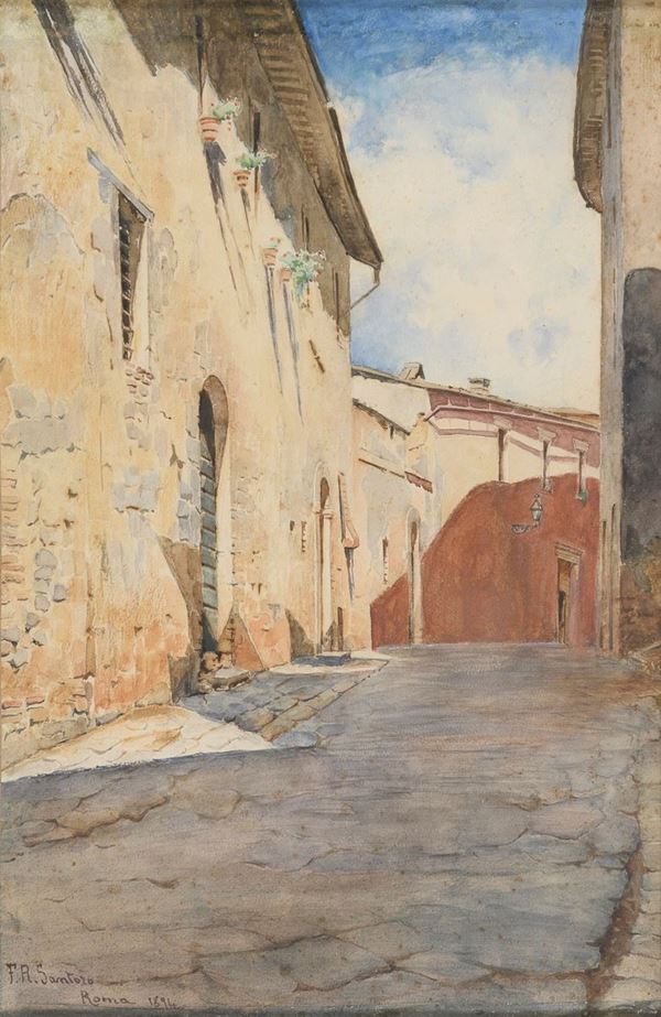 ACQUERELLO VICOLO DI FRANCESCO RAFFAELLO SANTORO
