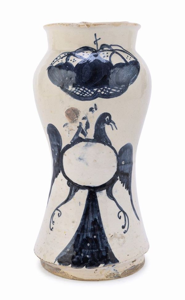 ALBARELLO IN MAIOLICA, PROBABILMENTE CAMPANIA