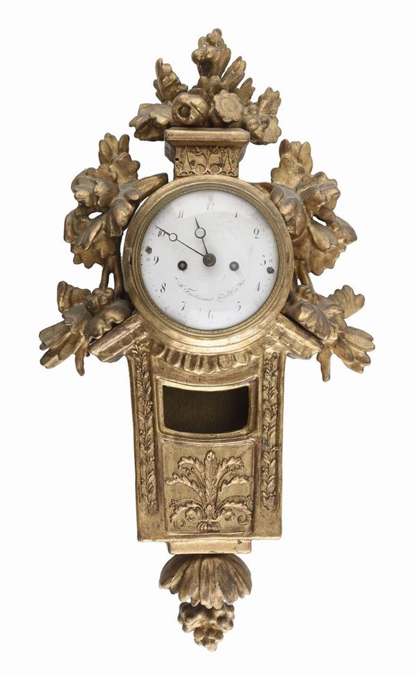 OROLOGIO IN LEGNO DORATO, FERDINAND LEICHTL VIENNA
