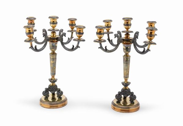 COPPIA DI CANDELABRI , FRANCIA 1900 ca.