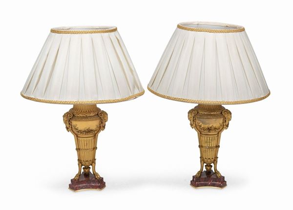COPPIA DI LUMI IN BRONZO DORATO, NAPOLEONE III