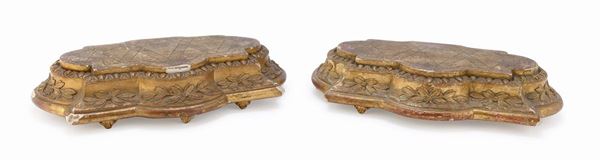 COPPIA DI BASETTE IN LEGNO DORATO